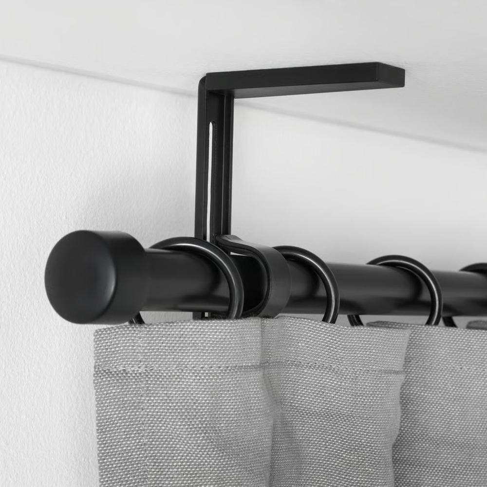 Lot of 6 Ikea Betydlig Black Wall, Ceiling, Curtain Rod Bracket 602.172.28